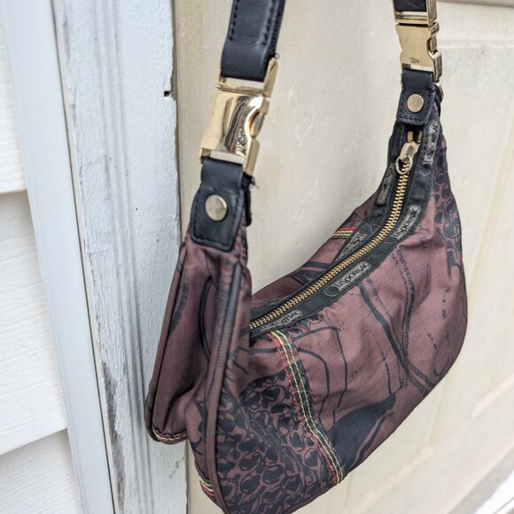 Y2K L.A.M.B. LeSportSac Shoulder Bag Lamb Gwen Stefani Black Brown Missing Chain - Picture 2 of 9